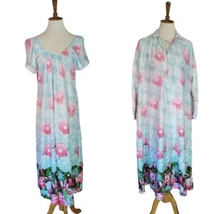 80's‎ Givenchy Intimates Paris Multi-color Floral Peignoir Two Piece Set